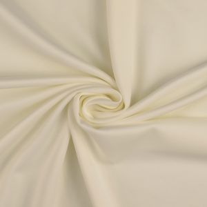 Hochwertiger Scuba Stoff in der Farbe ecru mit weicher Oberfläche und dezentem Glanz. Ideal für Kleidung und kreative Projekte.
