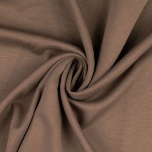 Hochwertiger Scuba Stoff in der Farbe taupe mit weicher Oberfläche und dezentem Glanz. Ideal für Kleidung und kreative Projekte.