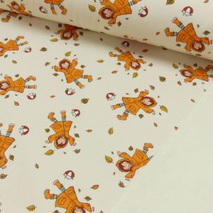 Softshell Stoff Herbstmädchen von Emmapünktchen mit Mädchenmotiven zum Jacken, Matschhosen & Taschen Nähen