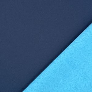Softshell Stoff petrolblau mit Fleece Futter in türkis