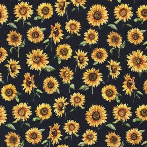 Softshell Stoff mit Sonnenblumen