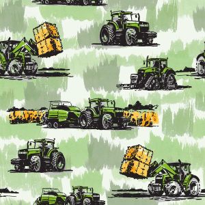 Softshell Stoff Traktor grün, Offwhite, Hellgrün, Khaki. Ideal für Matschhosen, wasserabweisende Kinderjacken. Winddicht, 305g/m2.