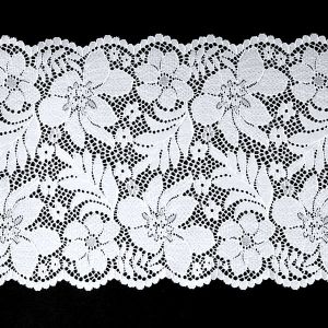 Elastische Spitze Weiss 22cm Spitzenband
