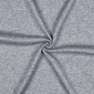 Schneckenf&ouml;rmig gelegter, elastischer Strickstoff in grau melange f&uuml;r Pullover und Strickjacken.