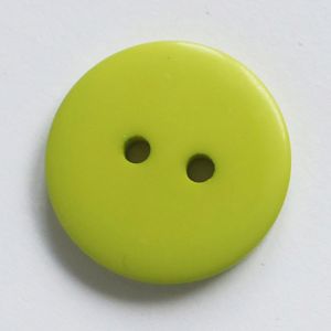 Schlichter, runder 2-Loch-Kunststoffknopf (20 mm) in apfelgr&uuml;n mit glatter Oberfl&auml;che f&uuml;r Blusen, Strickjacken, Hosen.