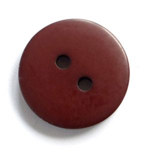Schlichter, runder 2-Loch-Kunststoffknopf (20 mm) in braun mit glatter Oberfl&auml;che f&uuml;r Blusen, Strickjacken, Hosen.