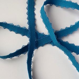 Trägergummi Trägerband mit Spitzenkante in türkis, 10mm breit zum BHs, Tops & Kleider nähen