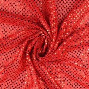 Glitzer-Tüllstoff rot Nahaufnahme der schimmernden Pailletten. Ideal für Fasnacht, Cosplay und Party-Kleider. Hochwertig, verliert keine Partikel.