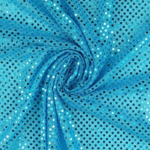 Glitzer-Tüllstoff türkis Nahaufnahme der schimmernden Pailletten. Ideal für Fasnacht, Cosplay und Party-Kleider. Hochwertig, verliert keine Partikel.