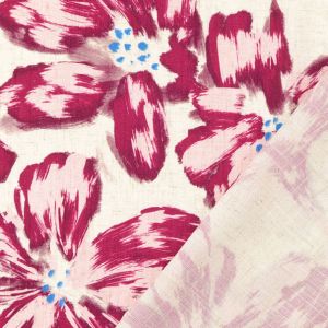 Sommerstoff aus Viskose und Leinen mit Blumenmuster: Hautfreundliches Gewebe, Oeko-Tex 100 zertifiziert, ideal f&uuml;r Hosen, Kleider und Blusen.