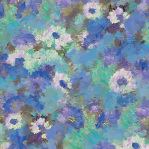 Kunstvoller Modal-Jersey Stoff (Viskose) im impressionistischen Stil in T&uuml;rkis-Blau: Malerischer Digitaldruck f&uuml;r sommerliche Damenbekleidung.