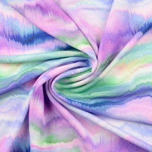 50cm RESTSTÜCK Viskose Sommerstrick Stoff Regenbogen lila